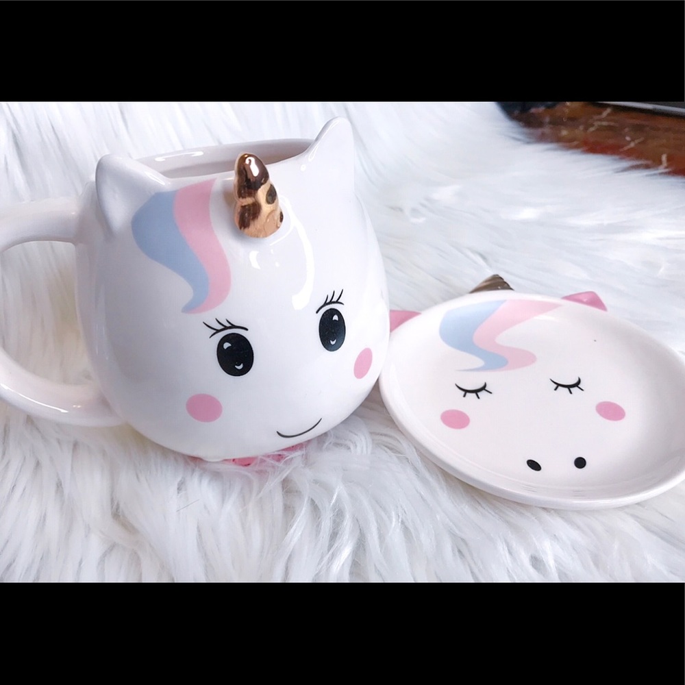 Unicorn mug and tray set
